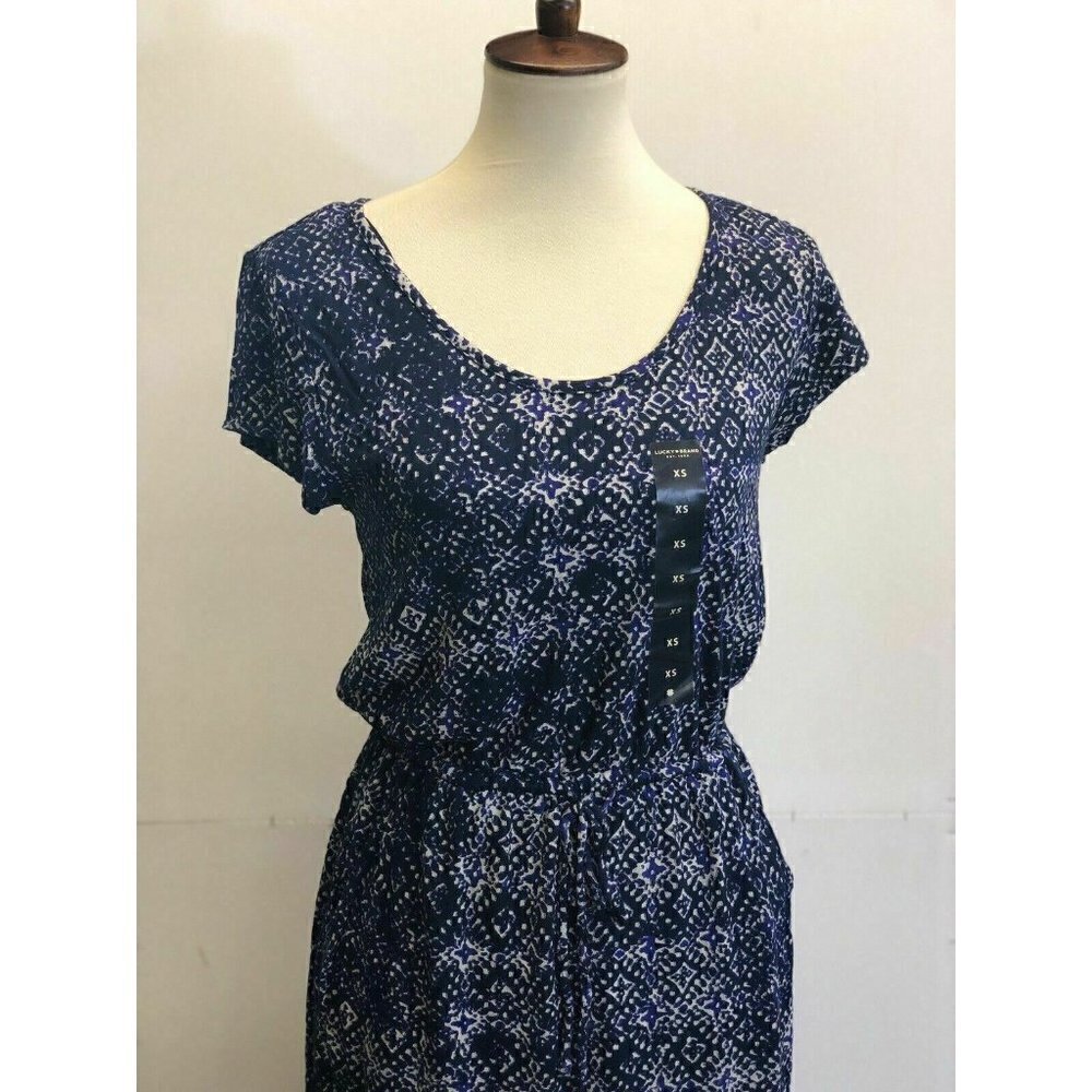 Lucky Brand Womens Tile Print Drawstring Dress xs - Picture 11 of 12